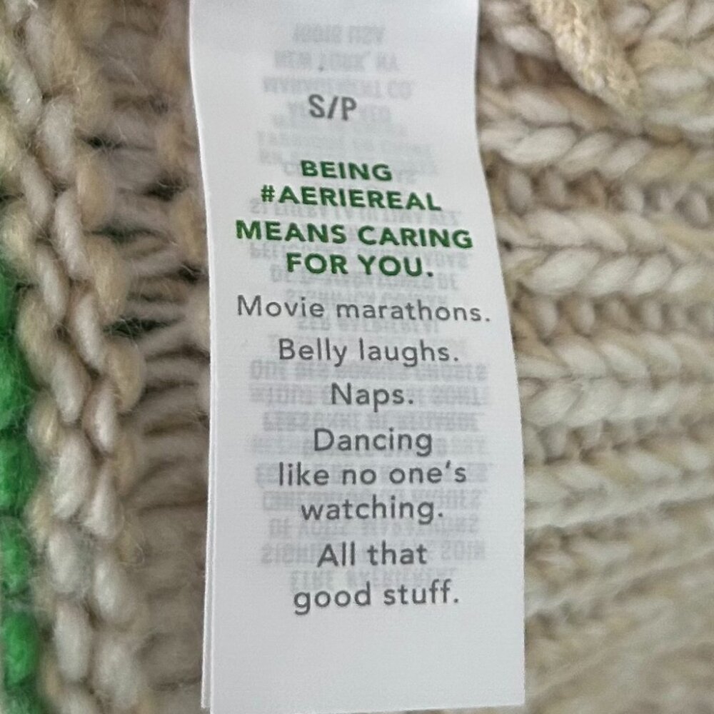 Aerie Intarsia Green and Blue Stripe Sweater Size SP - Picture 3 of 7